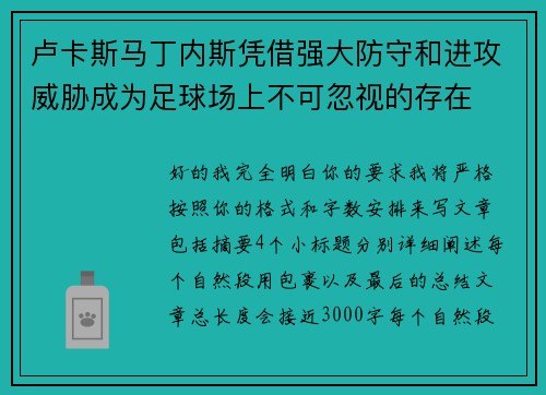 卢卡斯马丁内斯凭借强大防守和进攻威胁成为足球场上不可忽视的存在